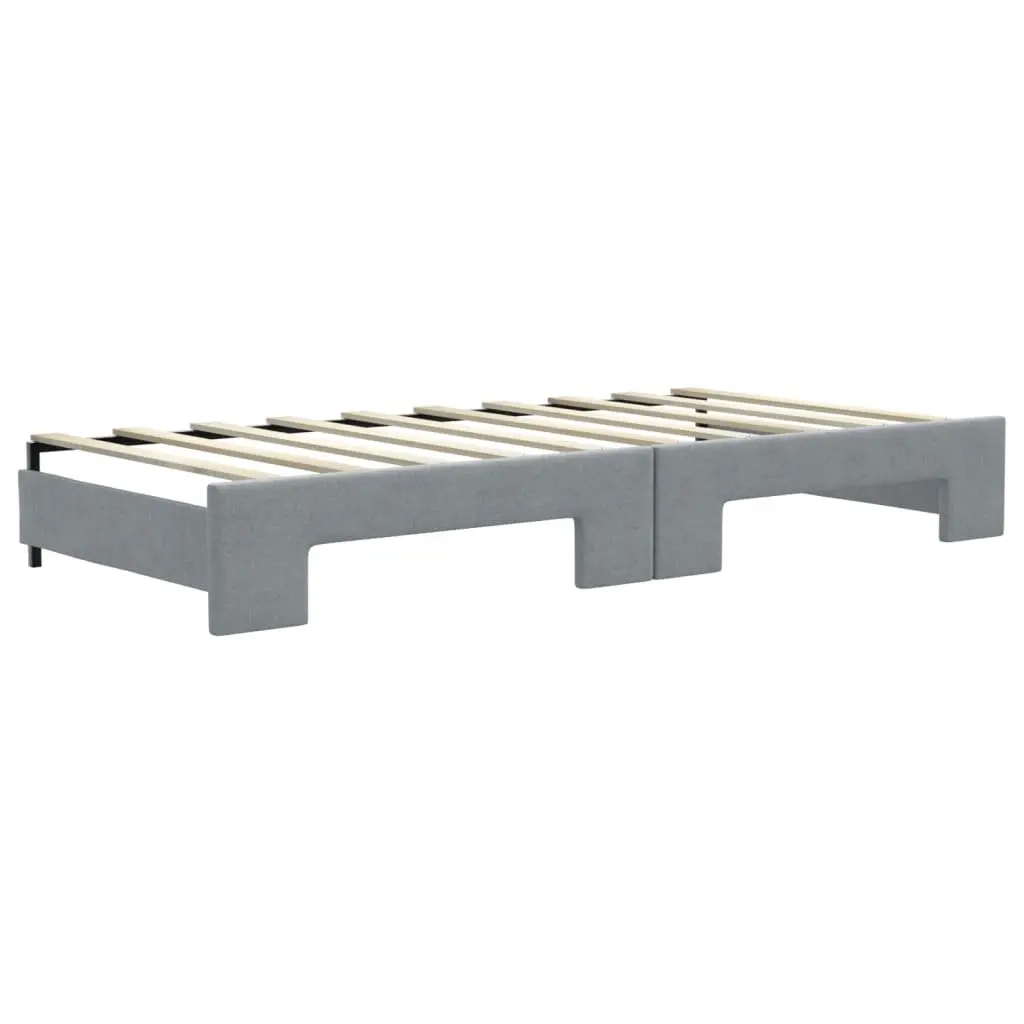 Daybed Grey 90x190cm Wood and Metal with Trundle and Storage Drawers
