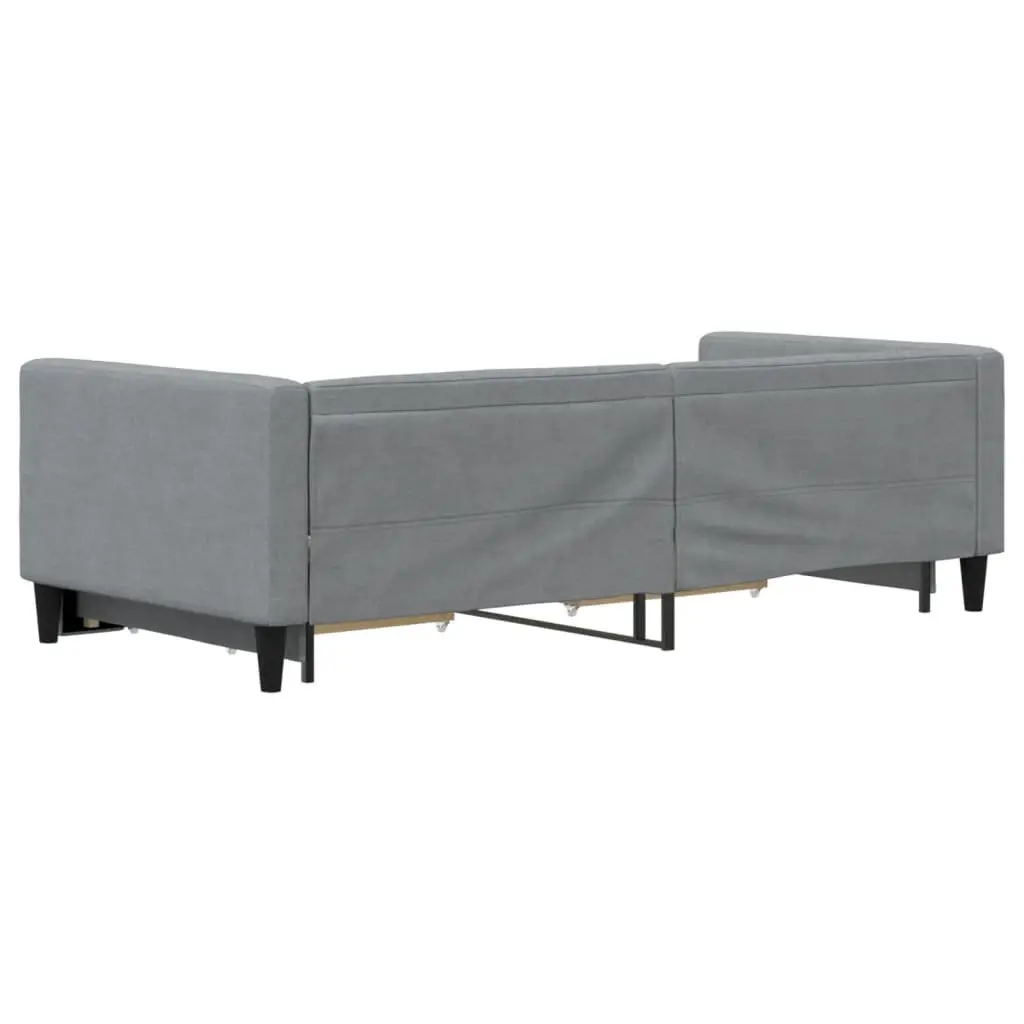 Daybed Grey 90x190cm Wood and Metal with Trundle and Storage Drawers