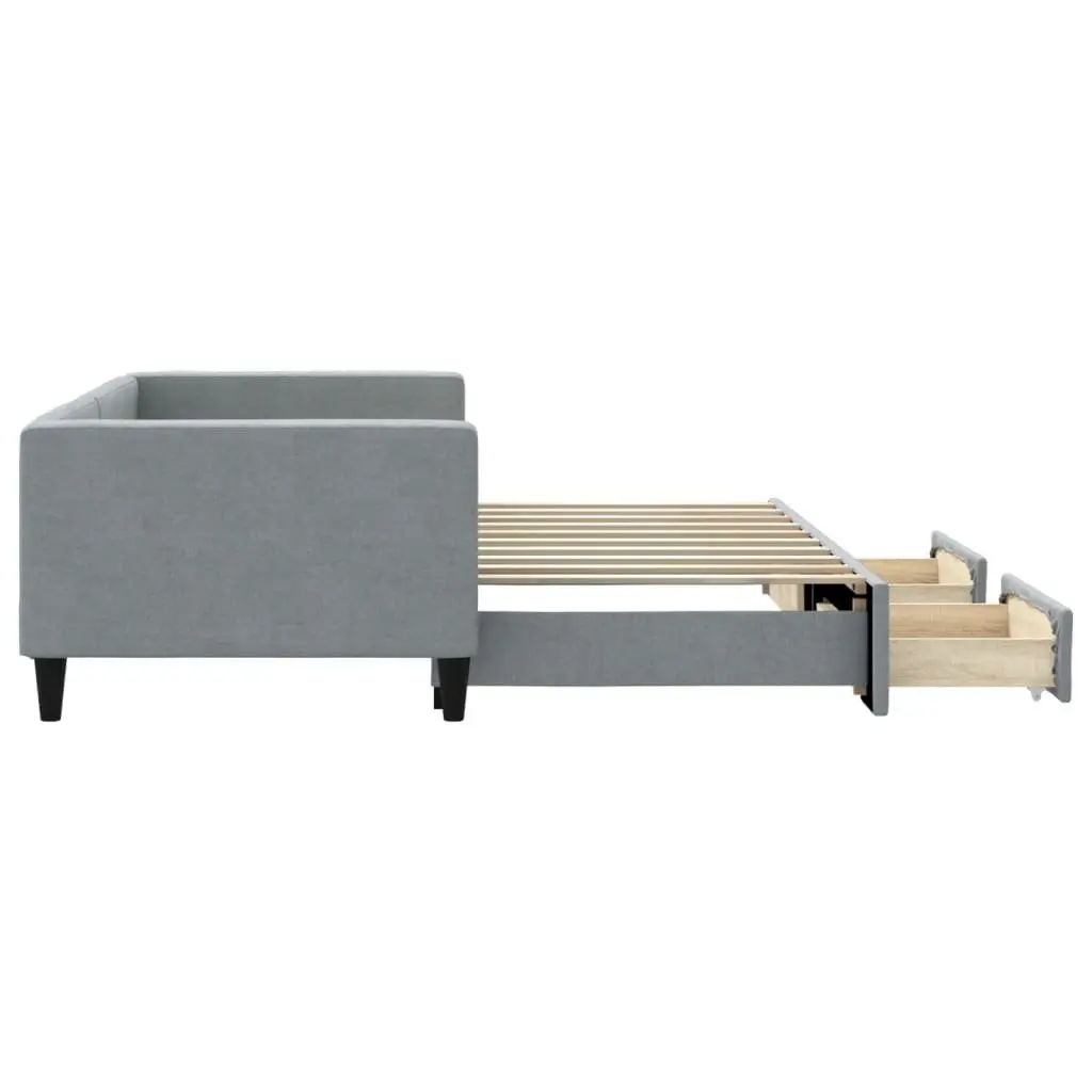 Daybed Grey 90x190cm Wood and Metal with Trundle and Storage Drawers