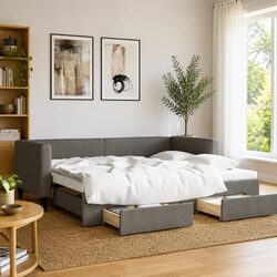 Comfortable Daybed with Trundle and Storage Drawers