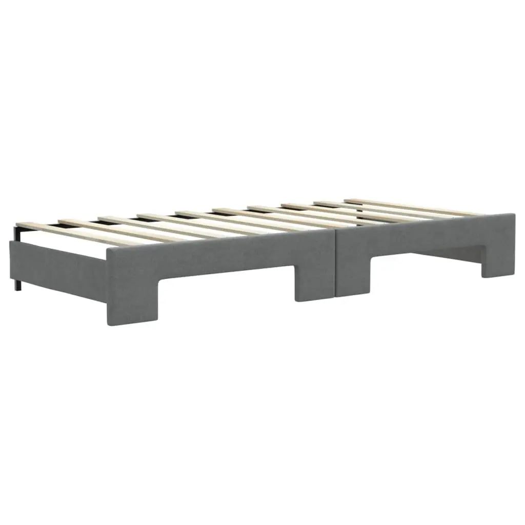 Daybed with Trundle Bed and Storage Drawers Grey 90x190cm Wood and Metal Frame