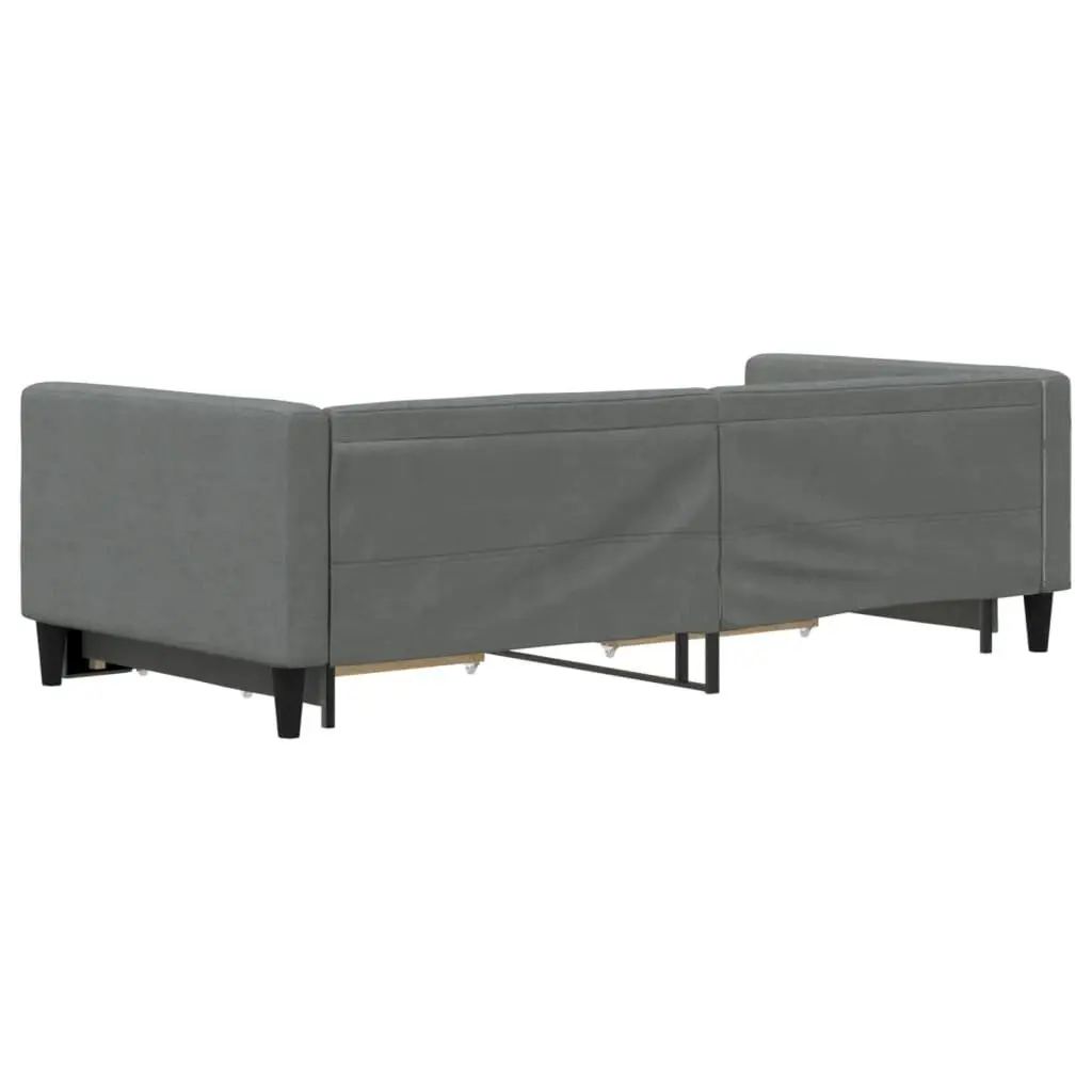 Daybed with Trundle Bed and Storage Drawers Grey 90x190cm Wood and Metal Frame