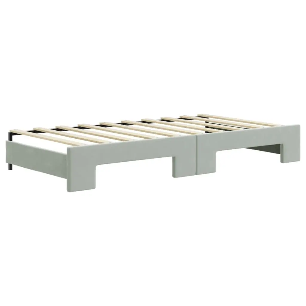 Daybed with Trundle Sofa Bed Grey 90x190cm Modern Design Wooden Frame Velvet