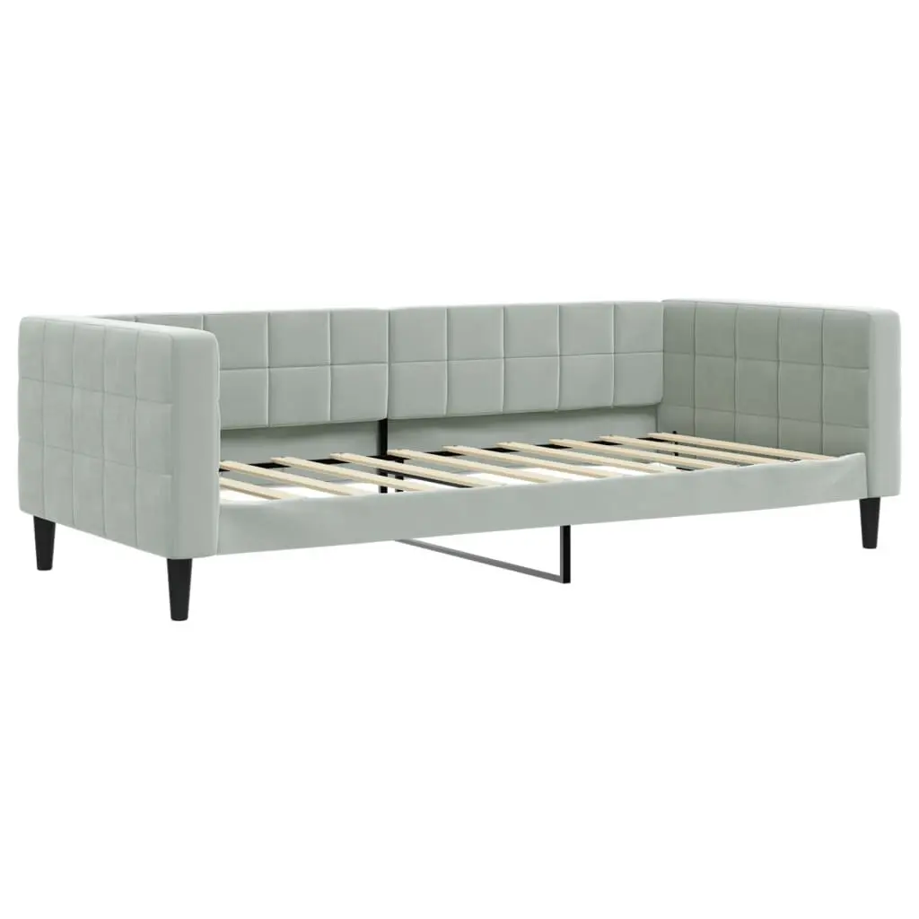 Daybed with Trundle Sofa Bed Grey 90x190cm Modern Design Wooden Frame Velvet