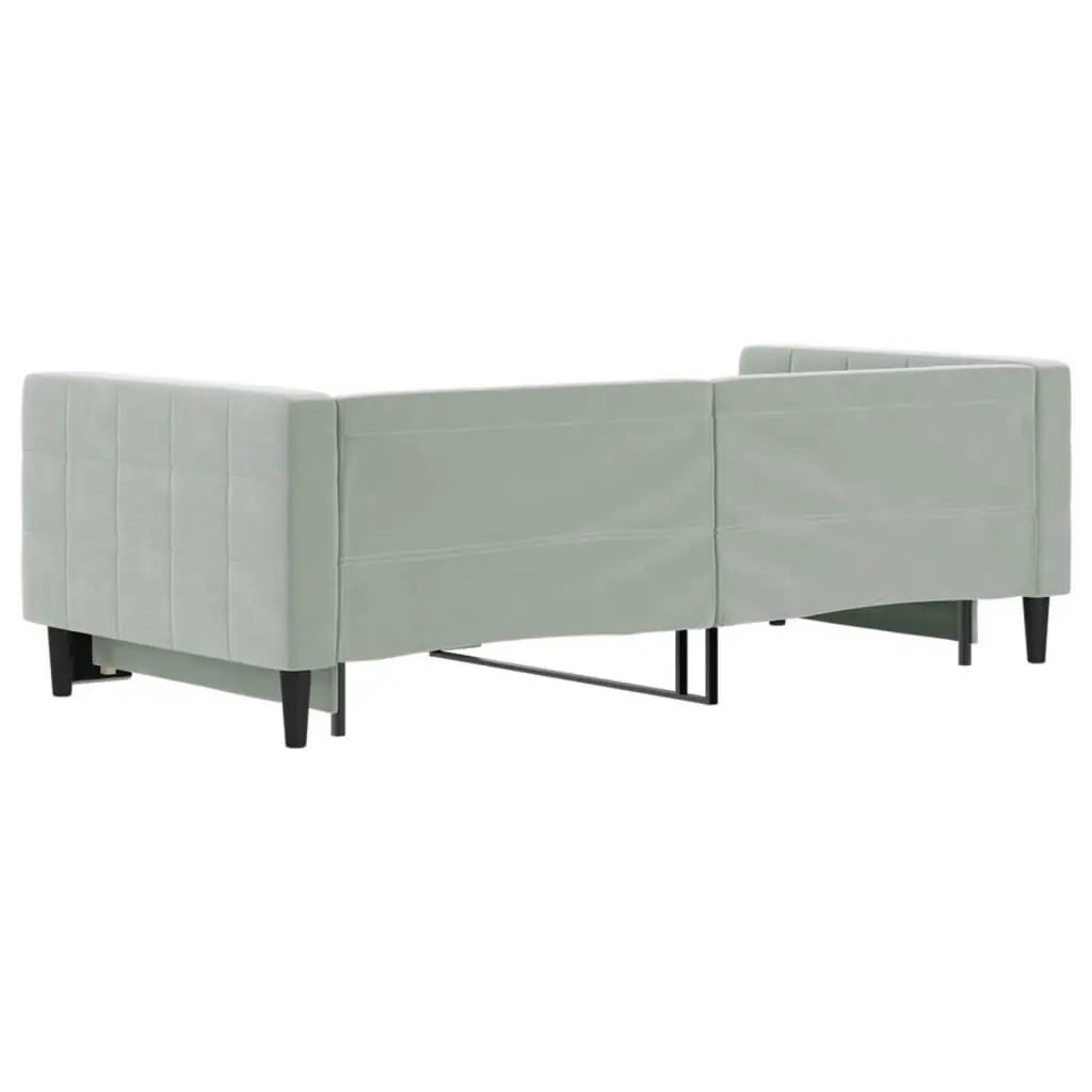 Daybed with Trundle Sofa Bed Grey 90x190cm Modern Design Wooden Frame Velvet