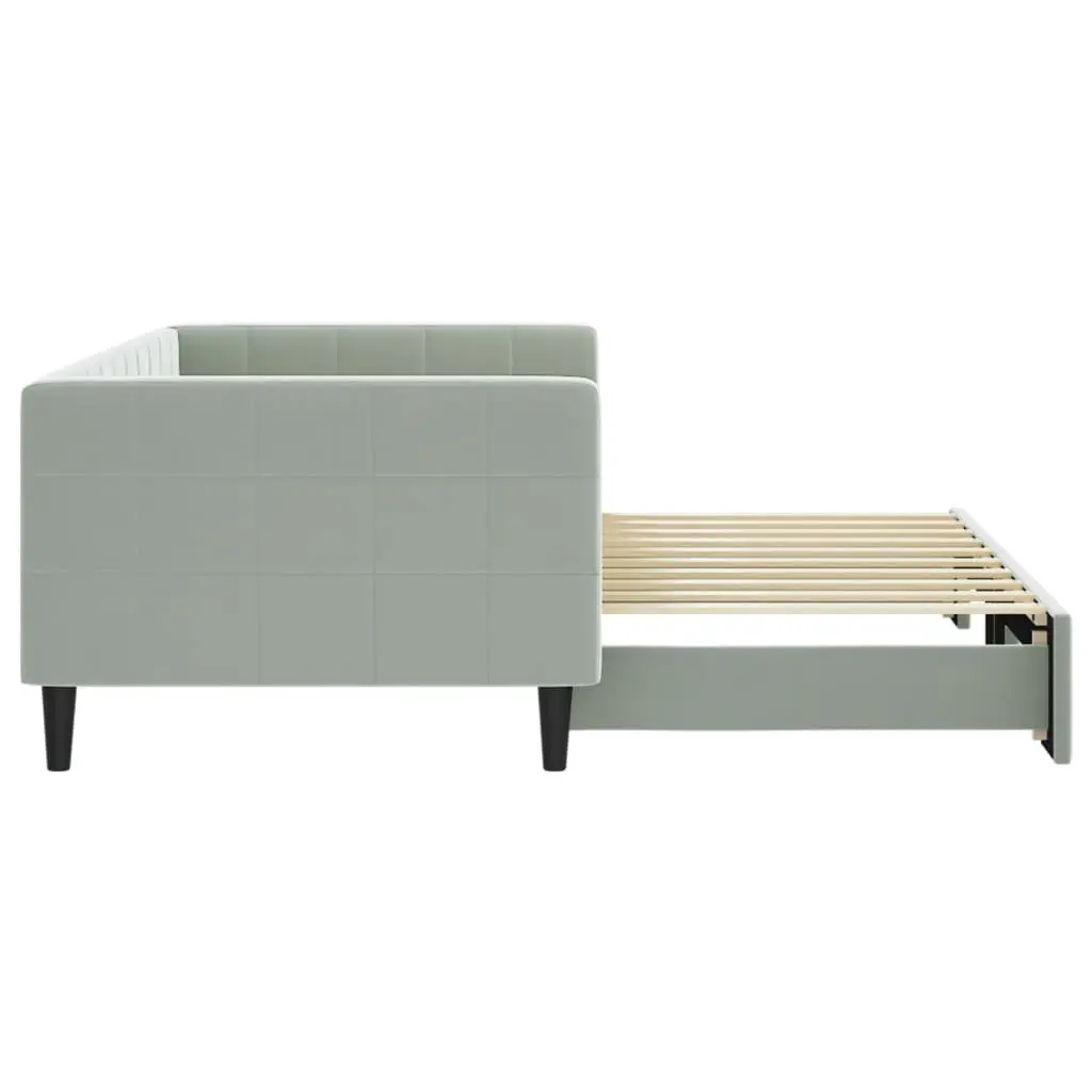 Daybed with Trundle Sofa Bed Grey 90x190cm Modern Design Wooden Frame Velvet