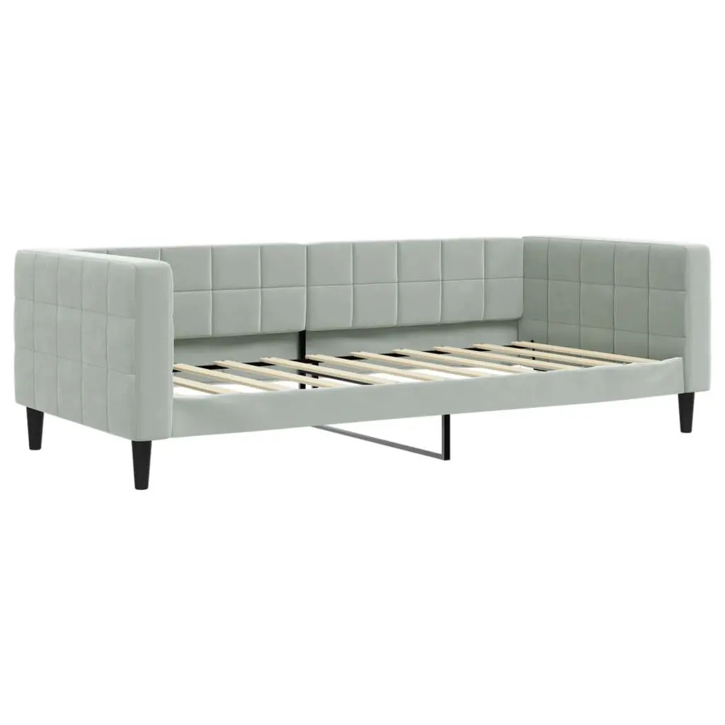 Daybed with Trundle and Storage Drawers Grey 90x190 cm Wood and Metal Velvet