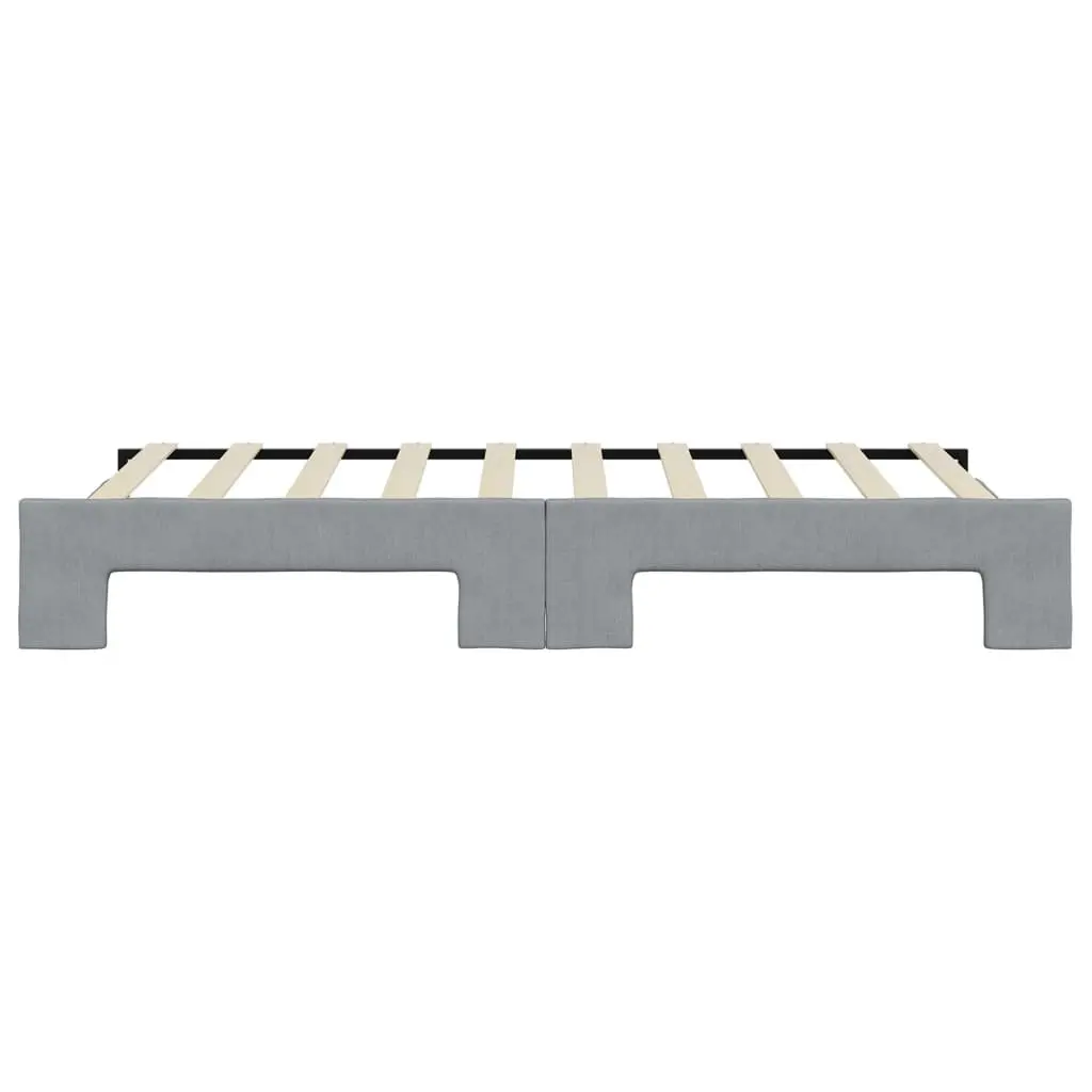 Daybed with Trundle Grey Fabric Sofa Bed 90 x 190 cm Wood and Metal Frame