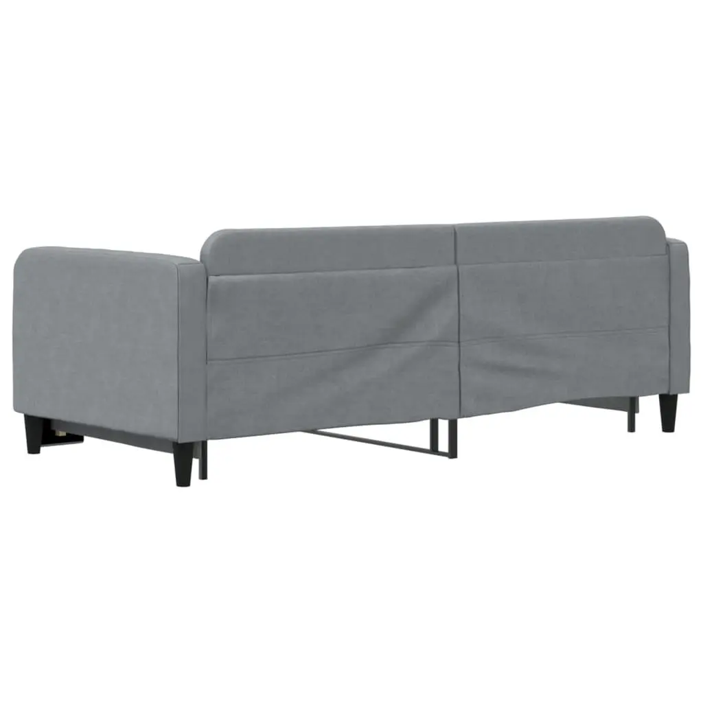 Daybed with Trundle Grey Fabric Sofa Bed 90 x 190 cm Wood and Metal Frame
