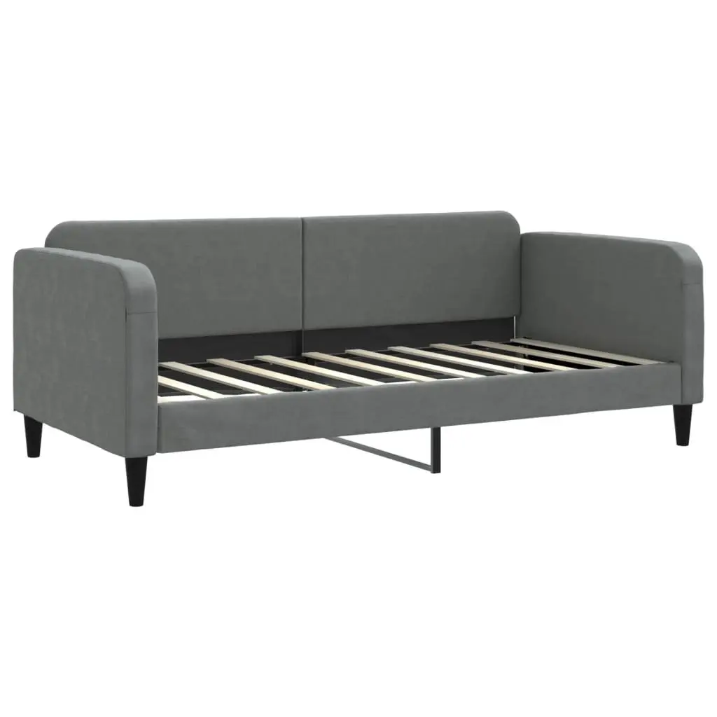 Daybed with Trundle Grey 90x190 cm Fabric Wooden and Metal Frame