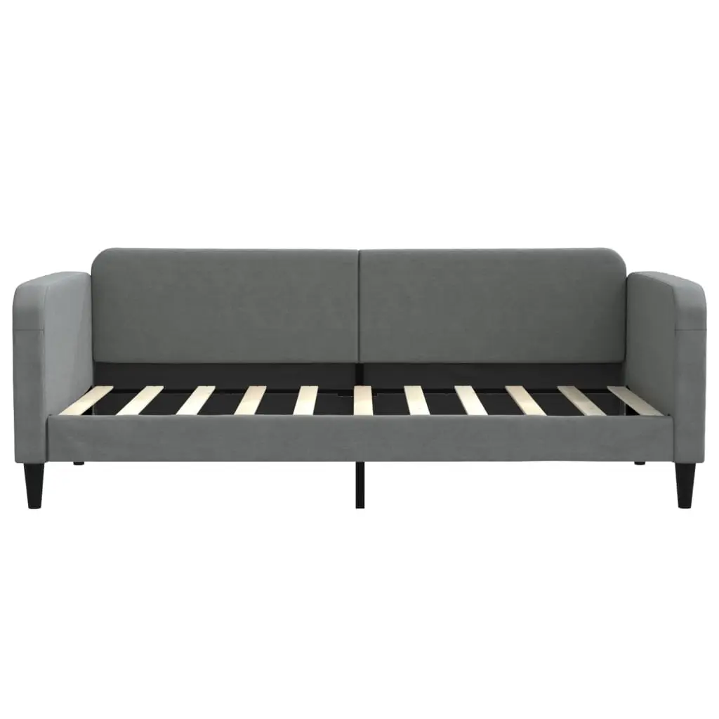 Daybed with Trundle Grey 90x190 cm Fabric Wooden and Metal Frame