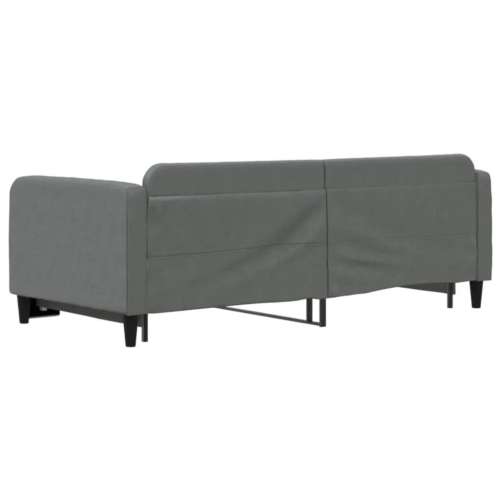 Daybed with Trundle Grey 90x190 cm Fabric Wooden and Metal Frame