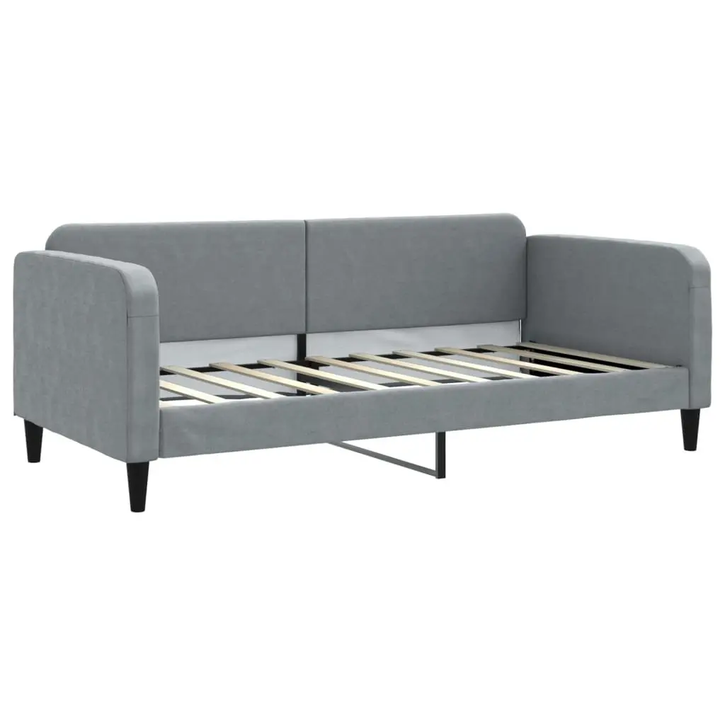 Daybed Sofa Bed with Trundle and Storage Drawers Grey Wooden Frame Metal Supports
