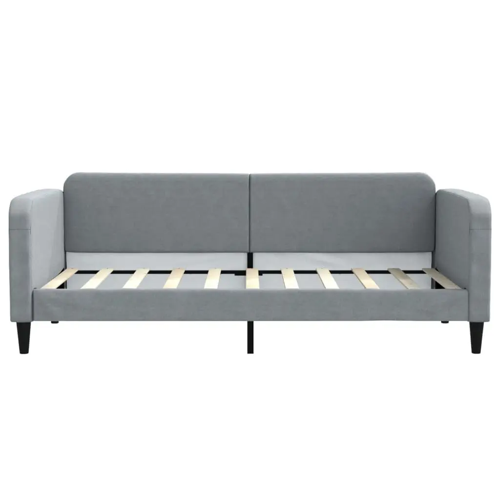 Daybed Sofa Bed with Trundle and Storage Drawers Grey Wooden Frame Metal Supports