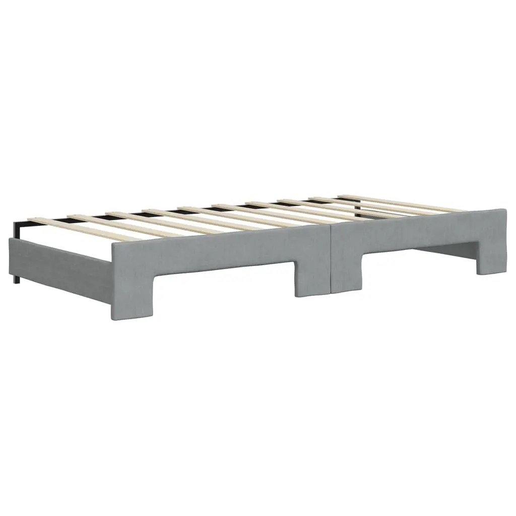 Daybed Sofa Bed with Trundle and Storage Drawers Grey Wooden Frame Metal Supports