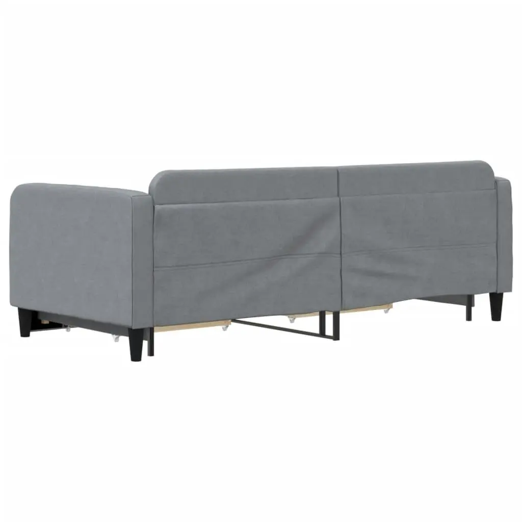 Daybed Sofa Bed with Trundle and Storage Drawers Grey Wooden Frame Metal Supports