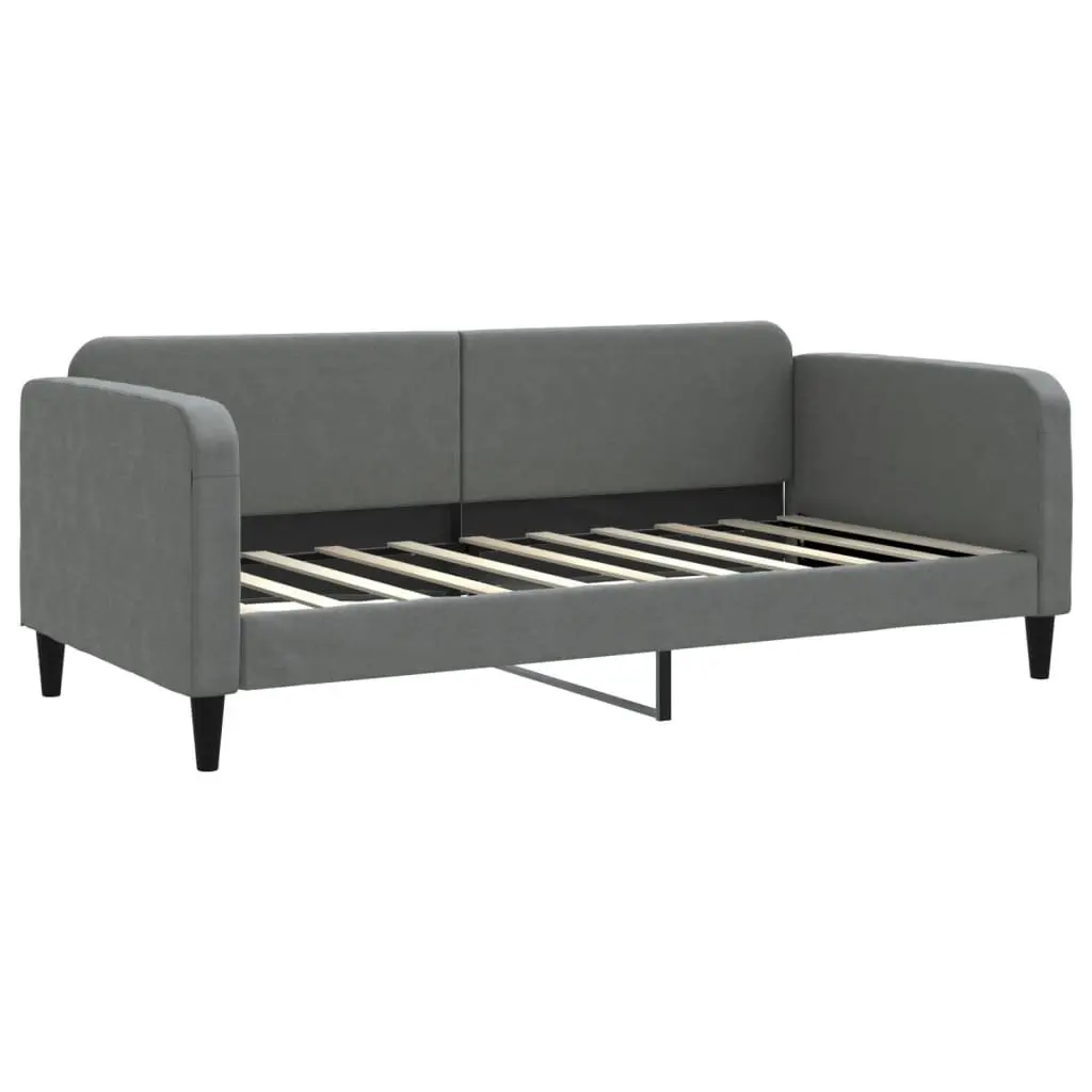 Daybed Grey Sofa Bed with Trundle and Storage Drawers Wood and Metal 90 x 190 cm Fabric