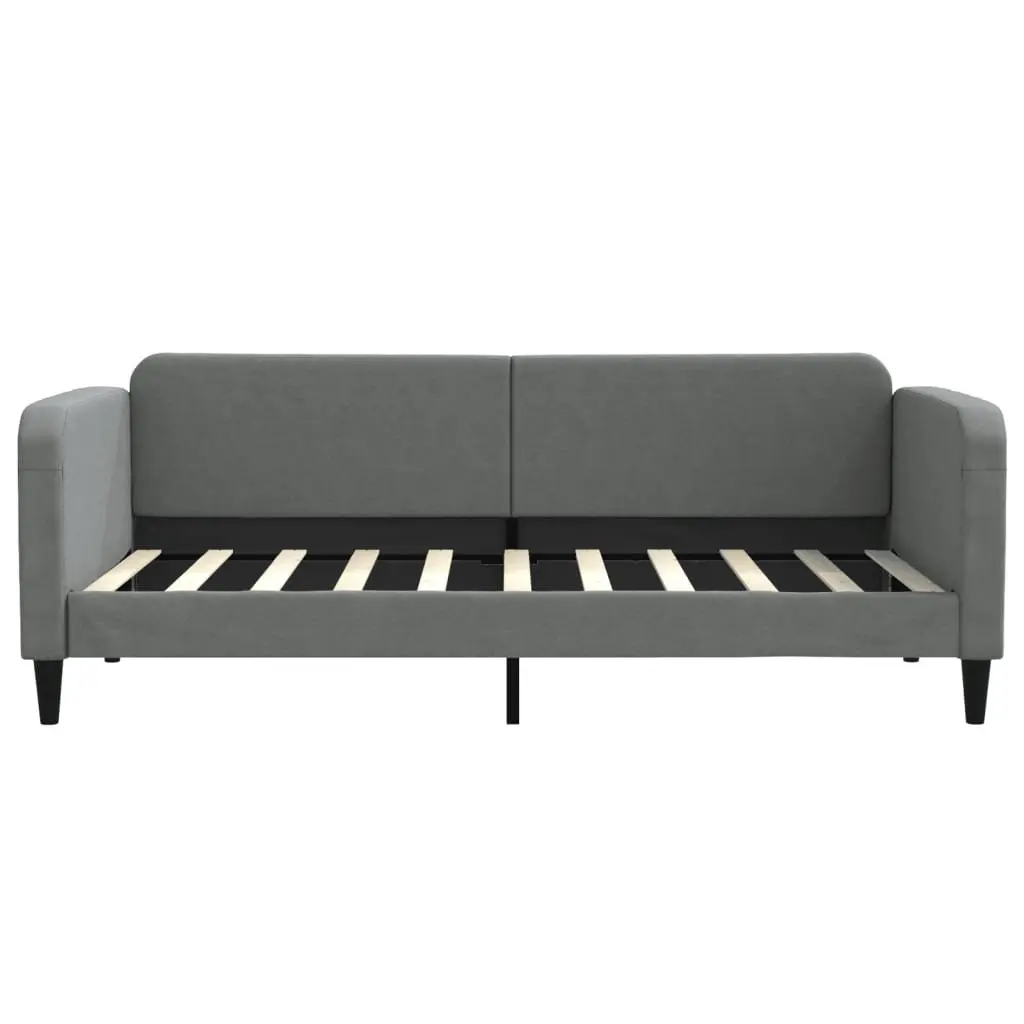 Daybed Grey Sofa Bed with Trundle and Storage Drawers Wood and Metal 90 x 190 cm Fabric