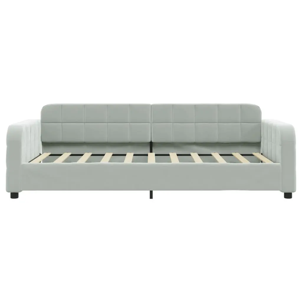 Daybed with Trundle Grey 90x190 cm Velvet Upholstery Wooden and Metal Frame