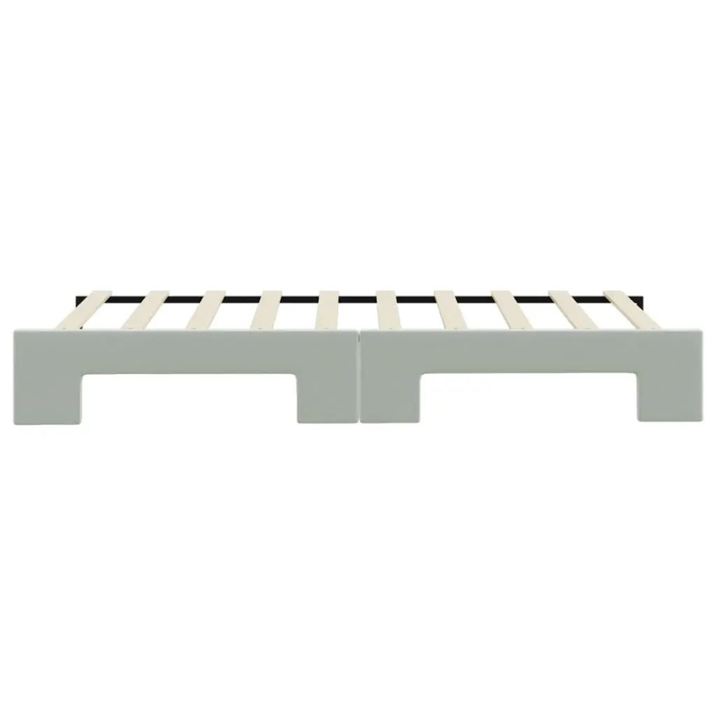 Daybed with Trundle Grey 90x190 cm Velvet Upholstery Wooden and Metal Frame