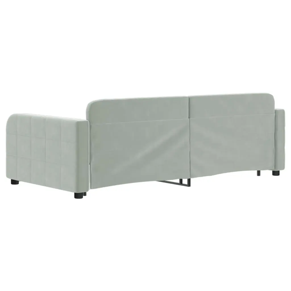 Daybed with Trundle Grey 90x190 cm Velvet Upholstery Wooden and Metal Frame