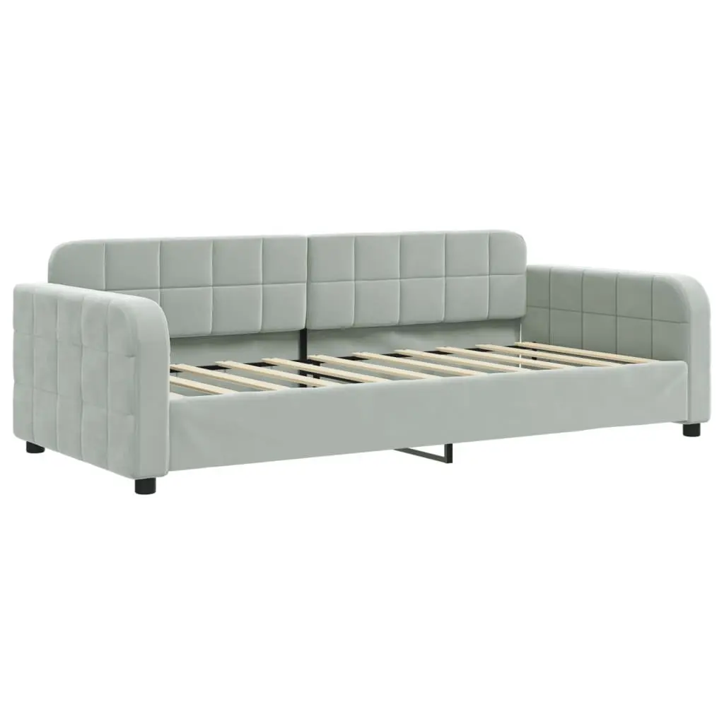 Daybed Sofa Bed Grey 90x190cm Velvet with Trundle and Storage Drawers