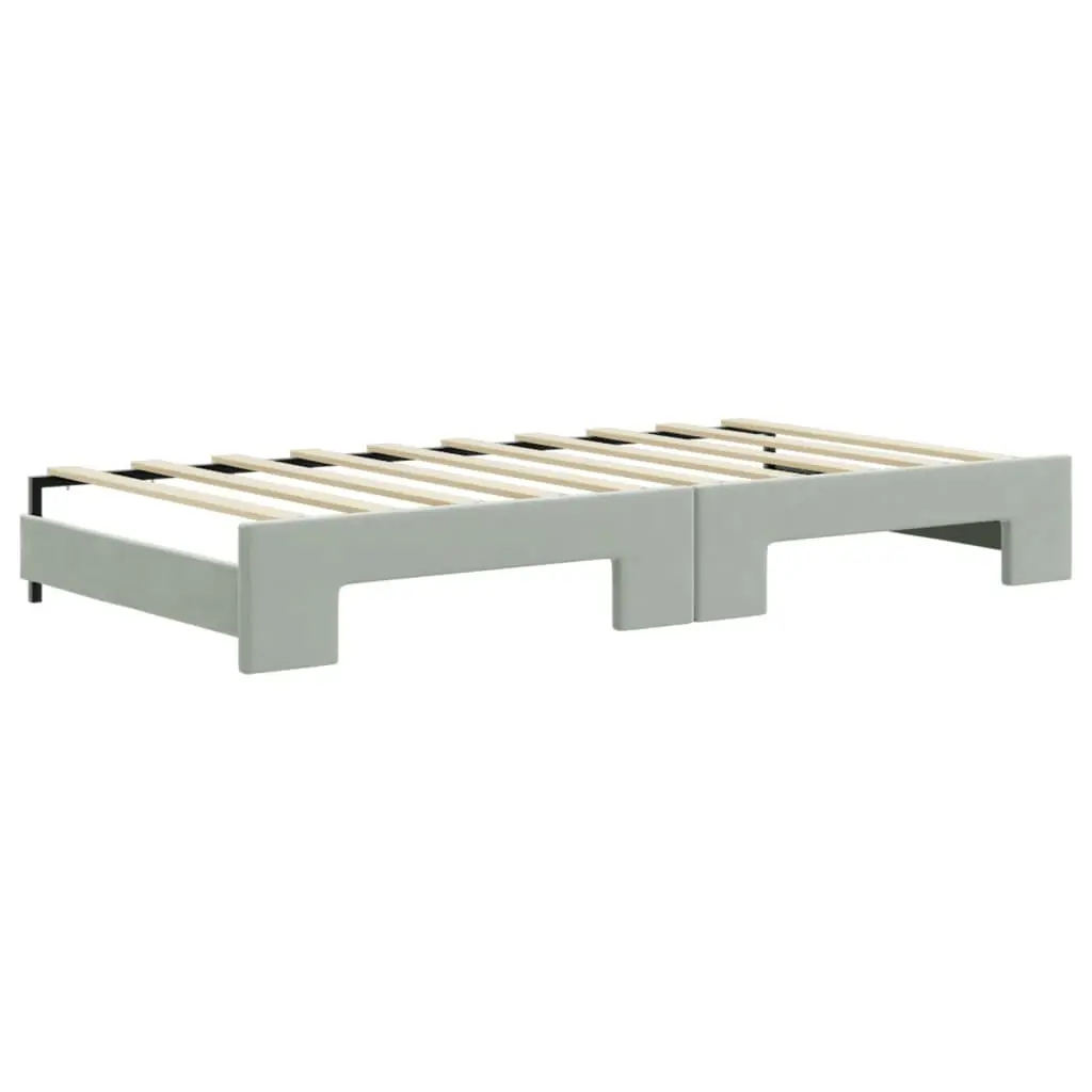 Daybed Sofa Bed Grey 90x190cm Velvet with Trundle and Storage Drawers