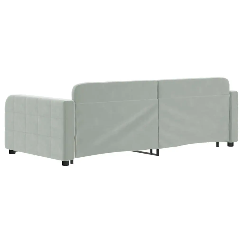 Daybed Sofa Bed Grey 90x190cm Velvet with Trundle and Storage Drawers