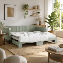 Versatile Daybed with Trundle Sofa Bed Frame in Grey