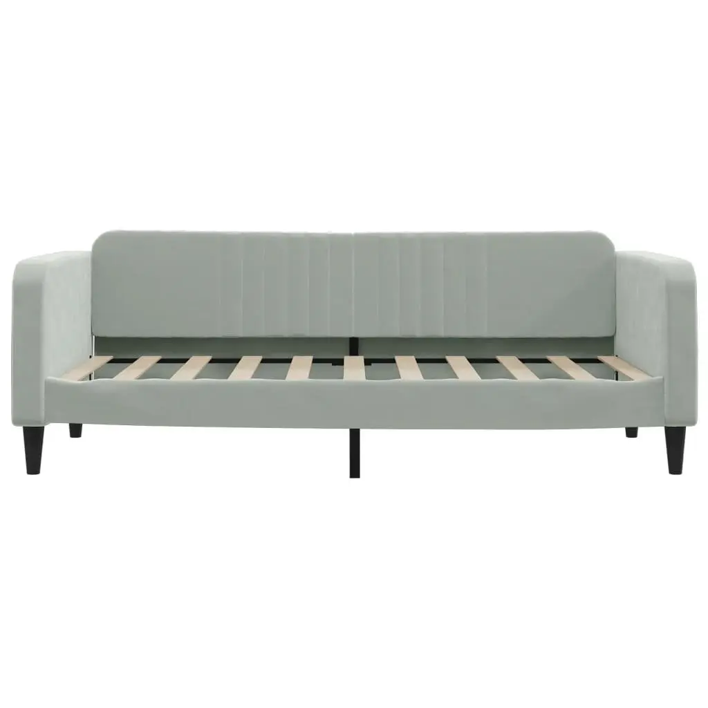 Daybed with Trundle Grey 90x190 cm Wood Metal Velvet Modern