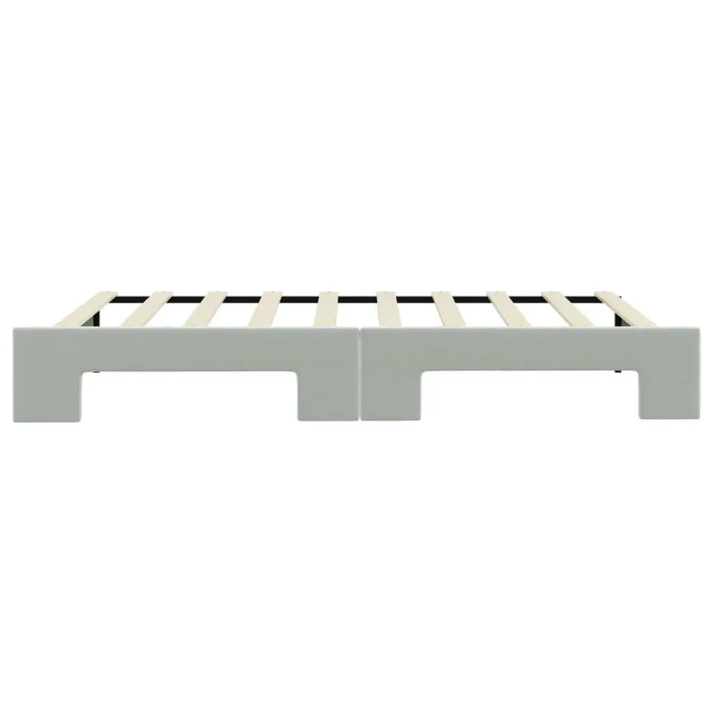 Daybed with Trundle Grey 90x190 cm Wood Metal Velvet Modern