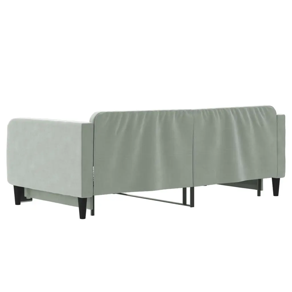 Daybed with Trundle Grey 90x190 cm Wood Metal Velvet Modern