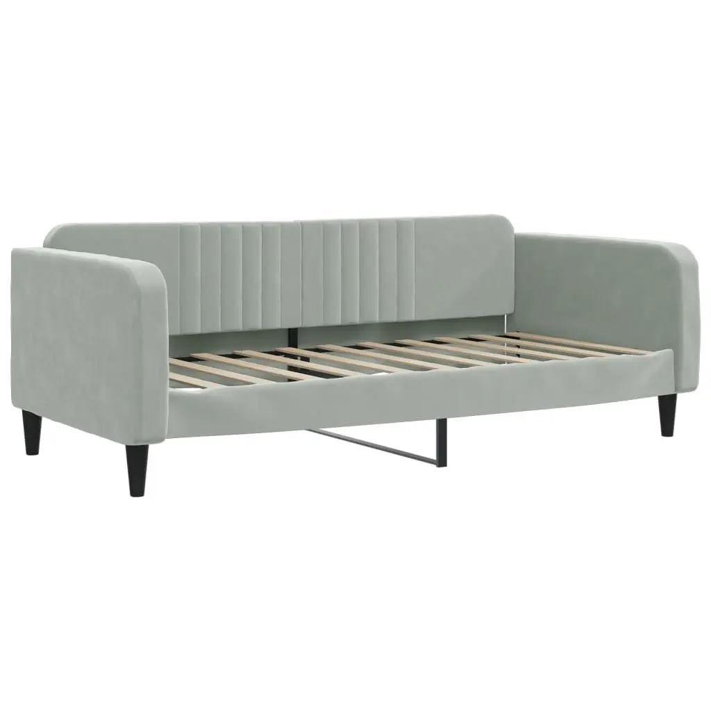 Daybed with Trundle and Drawers Storage Sofa Bed Grey 90x190 cm Velvet Wood Metal