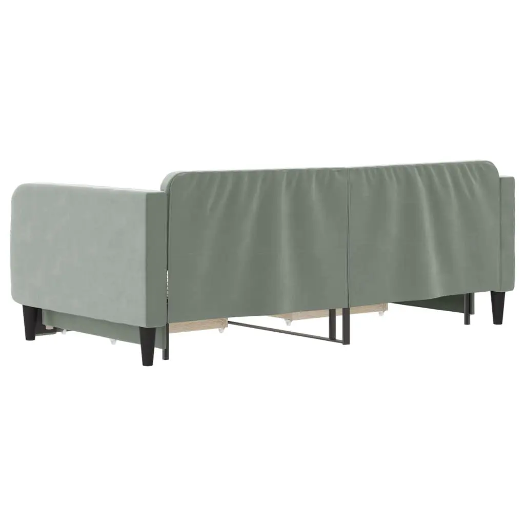 Daybed with Trundle and Drawers Storage Sofa Bed Grey 90x190 cm Velvet Wood Metal
