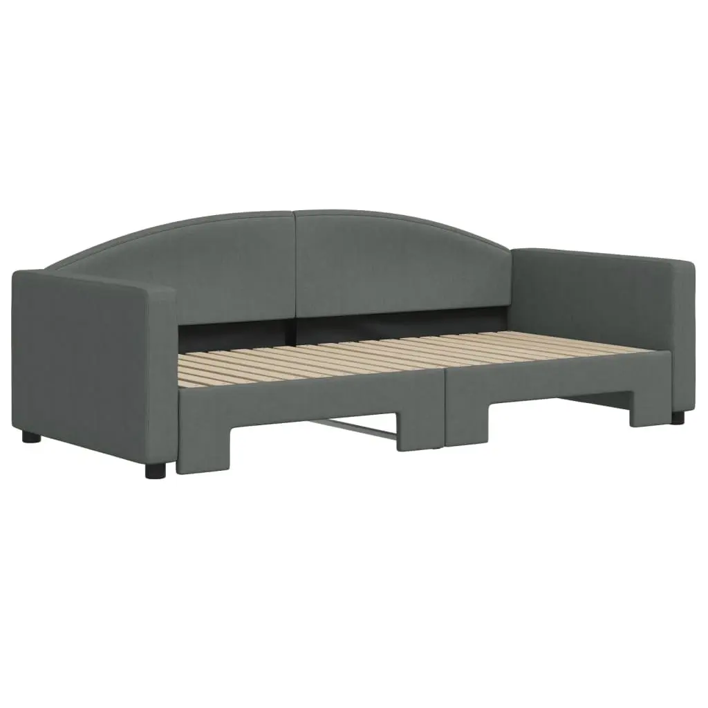 Daybed with Trundle Modern Grey 90x190 cm Wood and Metal Frame