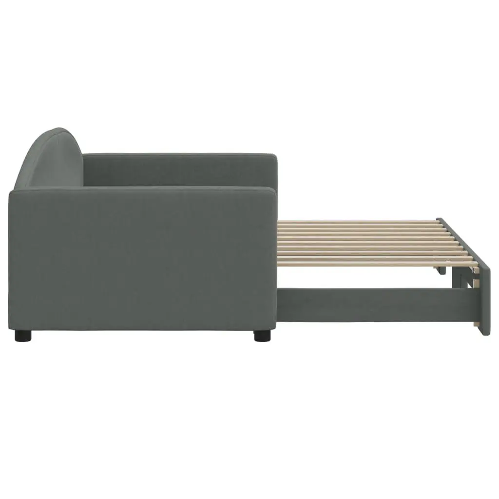Daybed with Trundle Modern Grey 90x190 cm Wood and Metal Frame