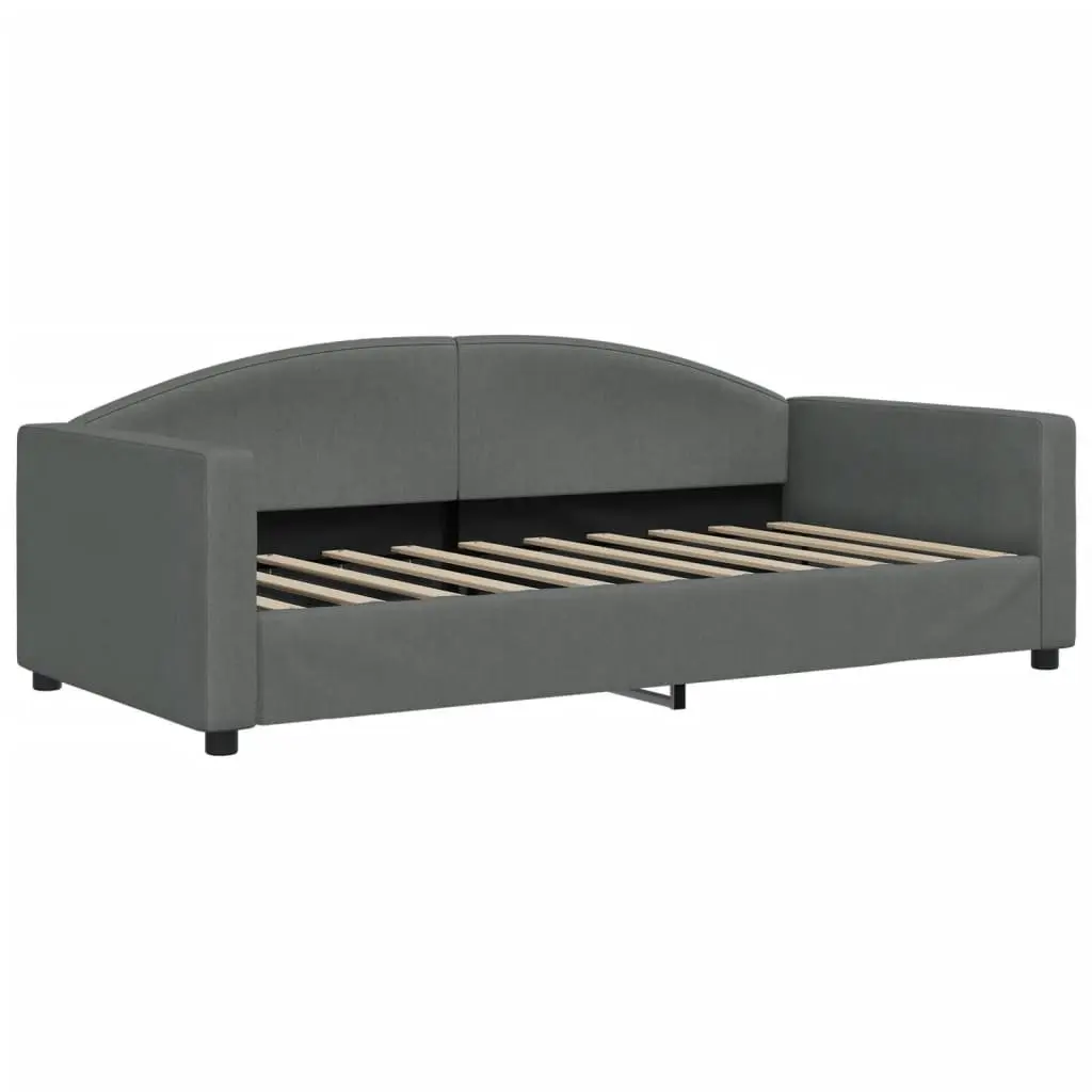 Daybed with Trundle and Storage Drawers Grey Wood and Metal Fabric 90x190 cm