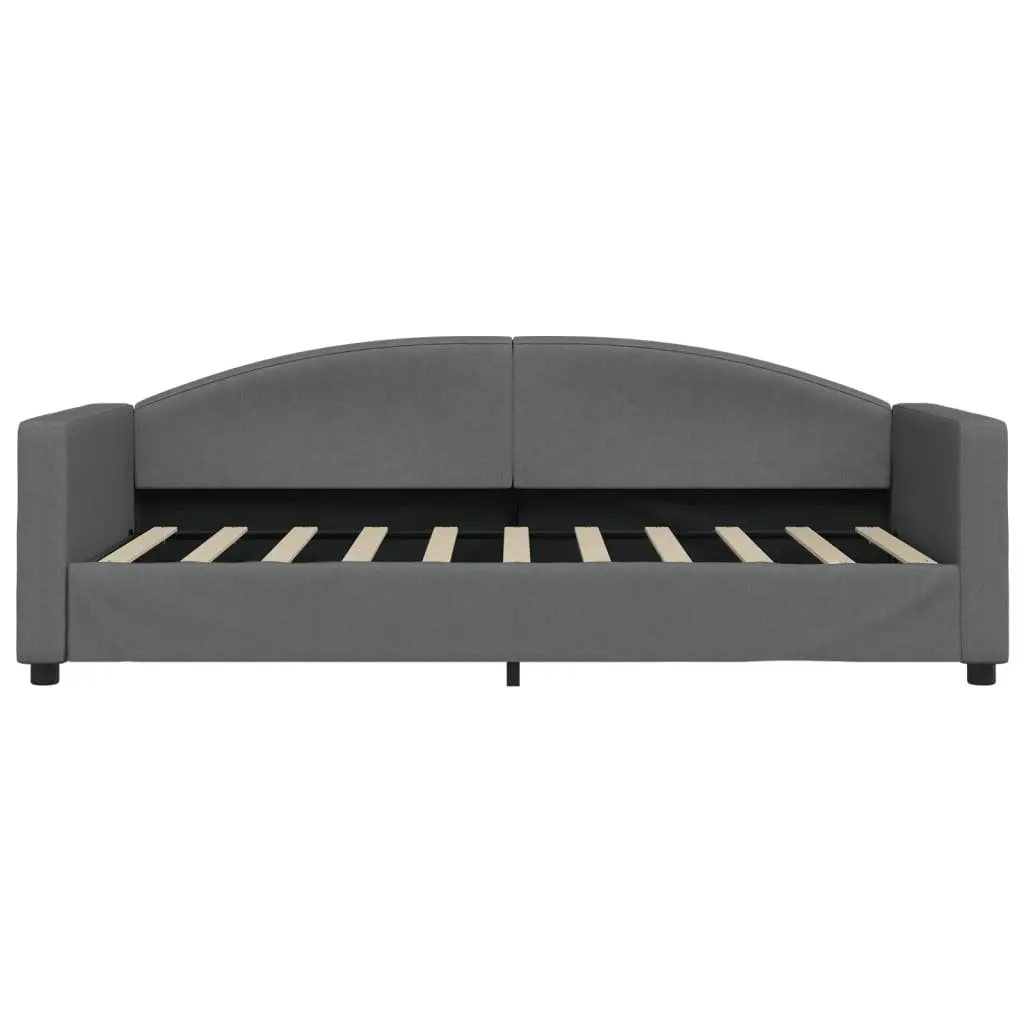 Daybed with Trundle and Storage Drawers Grey Wood and Metal Fabric 90x190 cm