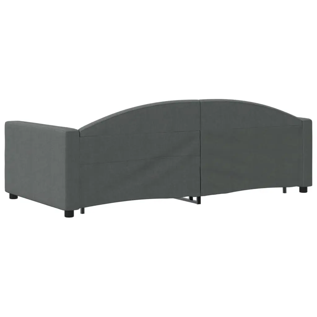 Daybed with Trundle and Storage Drawers Grey Wood and Metal Fabric 90x190 cm