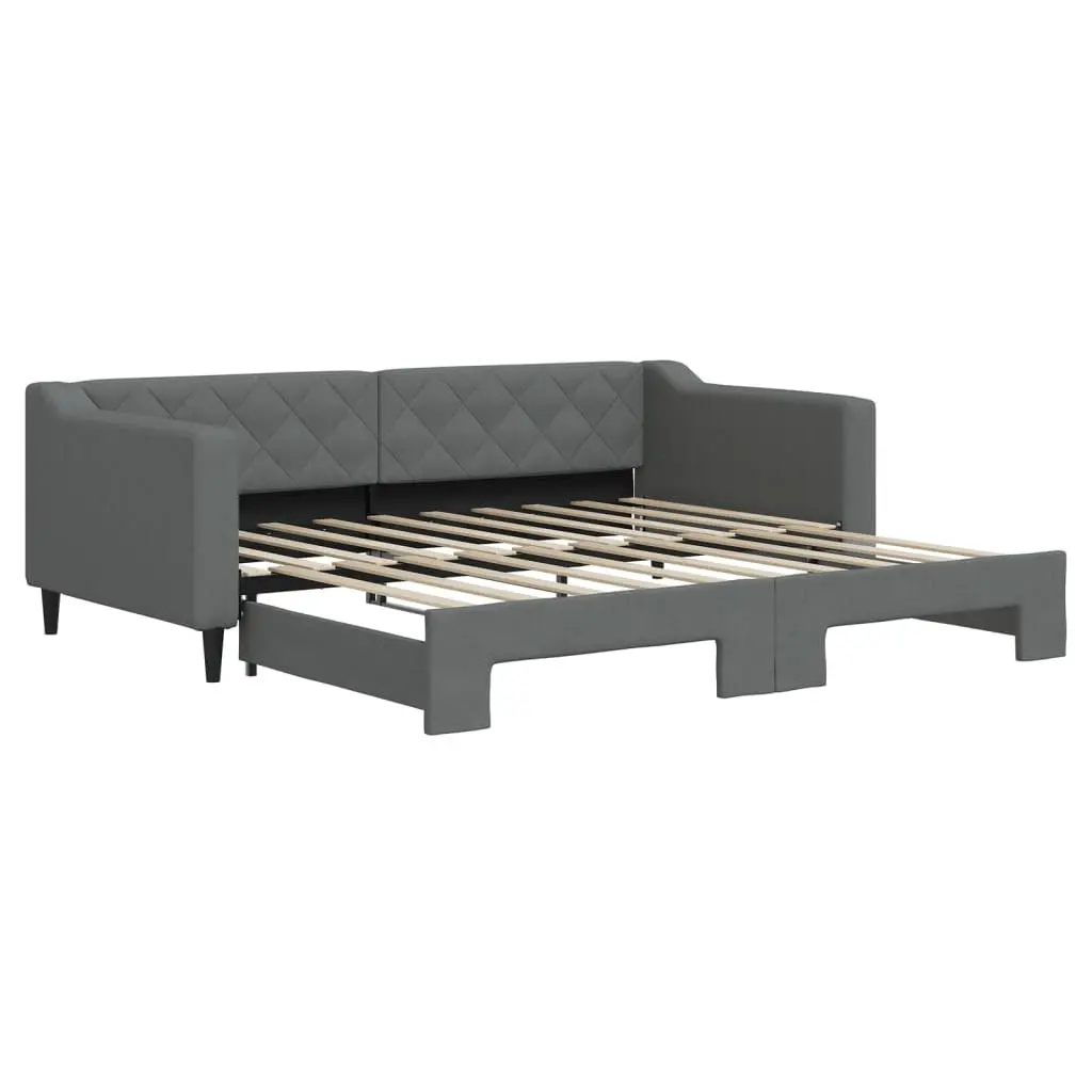 Daybed Sofa Bed Grey Modern Style 90x190cm Wood and Metal Frame with Trundle