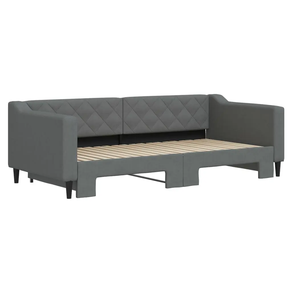 Daybed Sofa Bed Grey Modern Style 90x190cm Wood and Metal Frame with Trundle