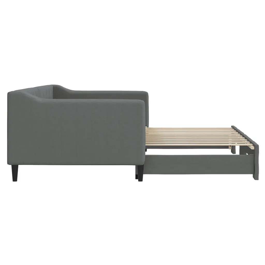 Daybed Sofa Bed Grey Modern Style 90x190cm Wood and Metal Frame with Trundle
