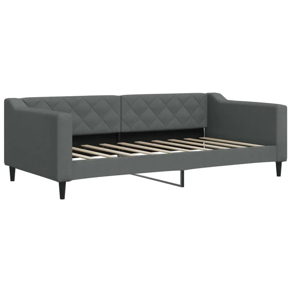 Daybed with Trundle and Storage Drawers Grey 90x190 cm Wood and Metal Frame Upholstered in Fabric