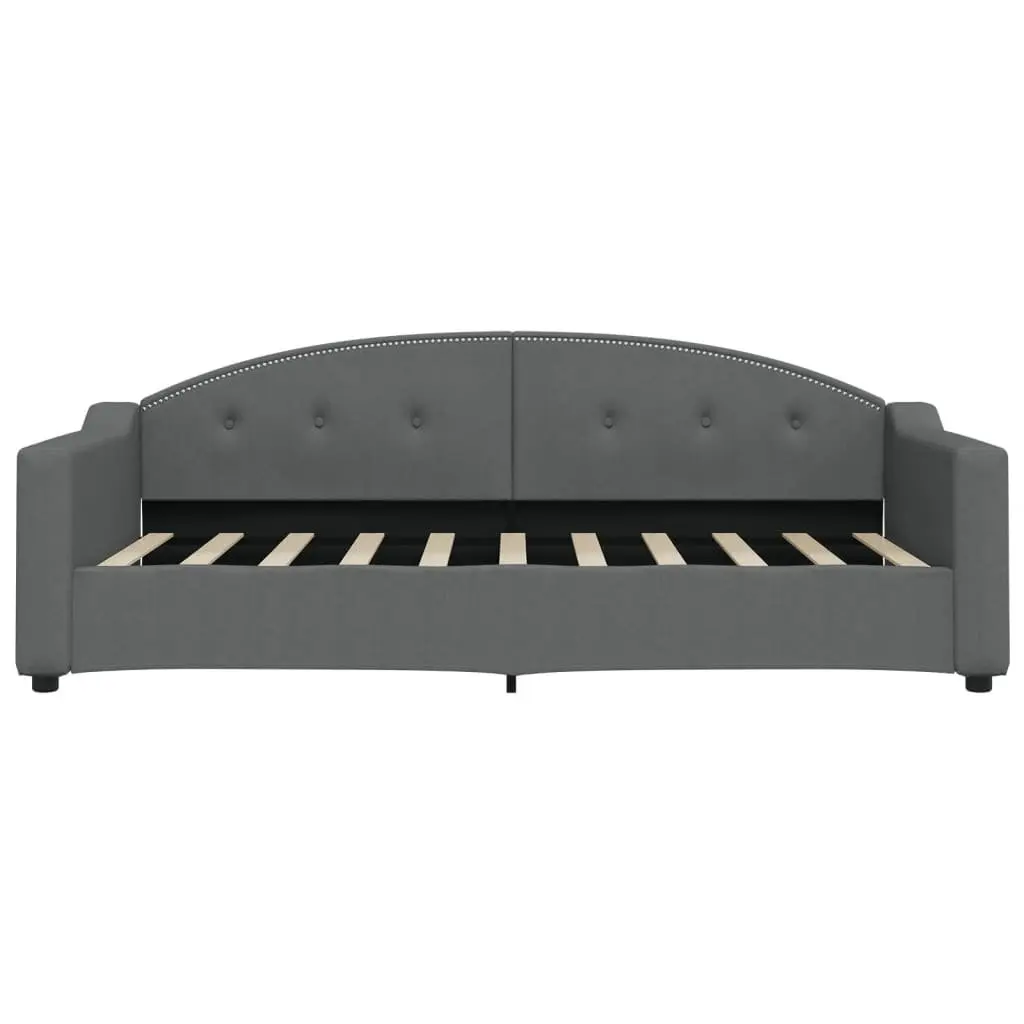 Daybed with Trundle Grey 90x190 cm Convertible Sofa Bed Fabric Upholstery Wood and Metal Frame