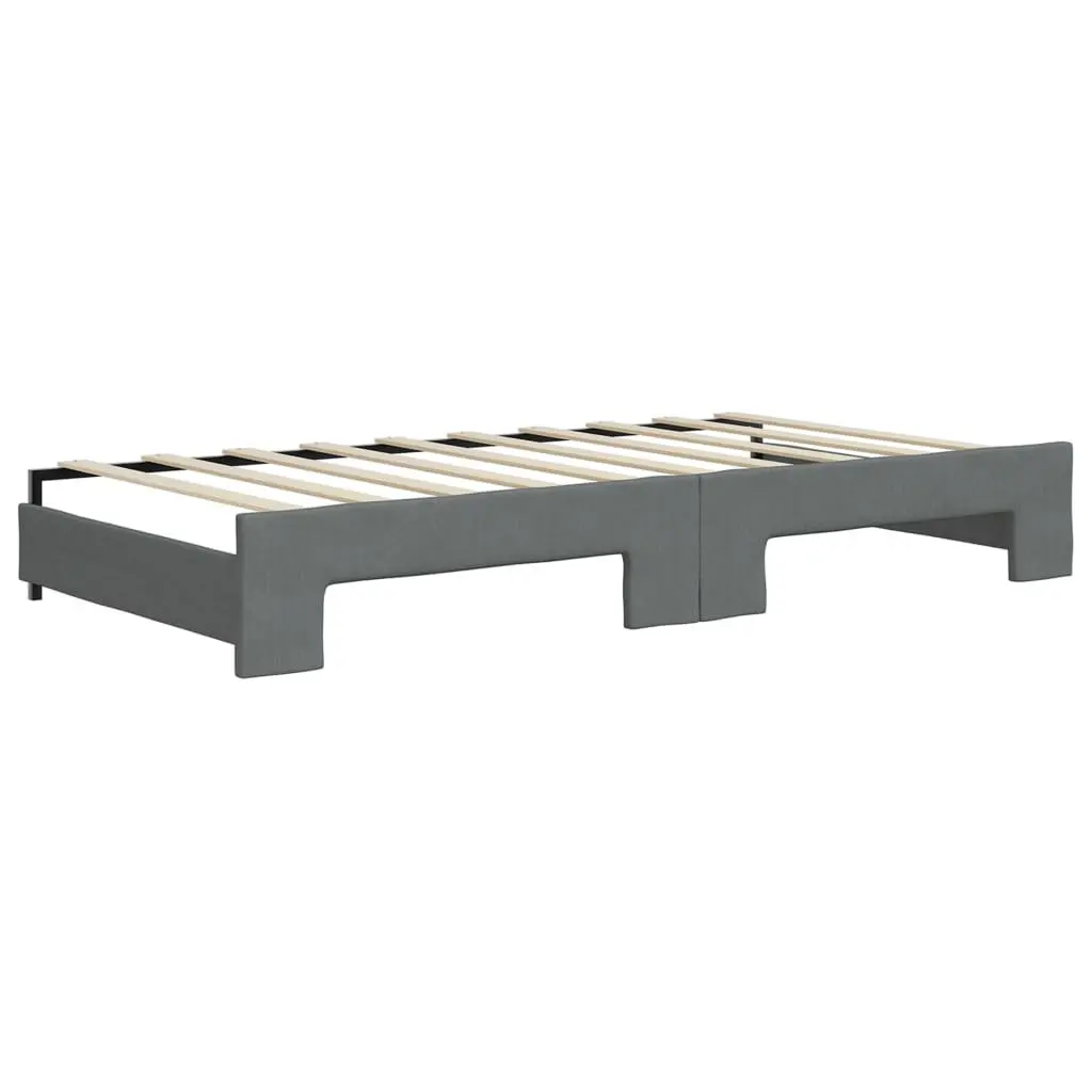 Daybed with Trundle Grey 90x190 cm Convertible Sofa Bed Fabric Upholstery Wood and Metal Frame