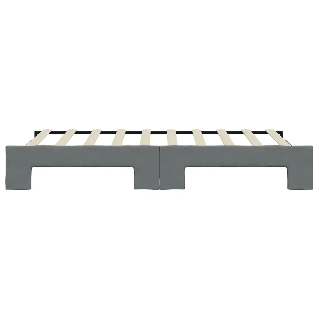 Daybed with Trundle Grey 90x190 cm Convertible Sofa Bed Fabric Upholstery Wood and Metal Frame