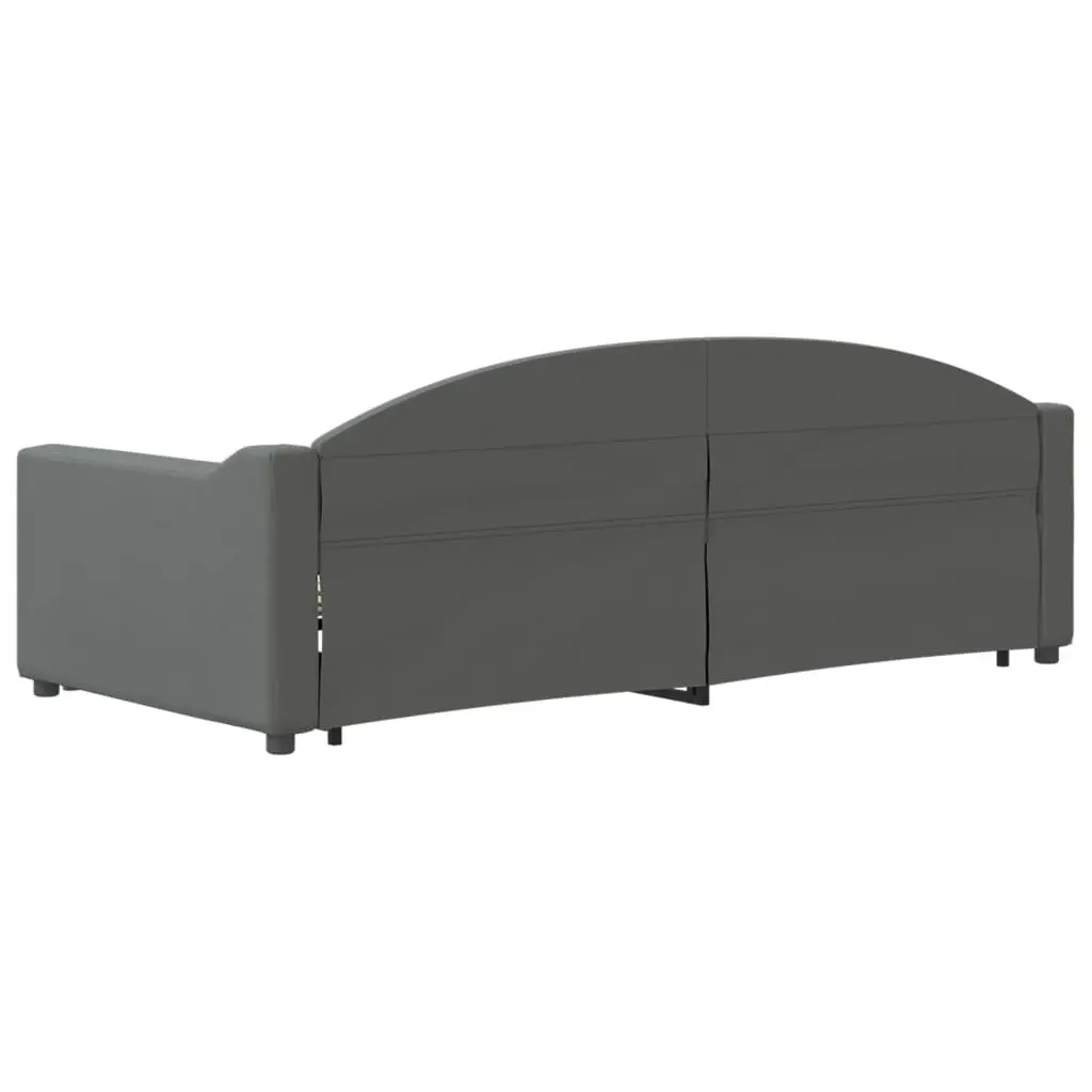 Daybed with Trundle Grey 90x190 cm Convertible Sofa Bed Fabric Upholstery Wood and Metal Frame