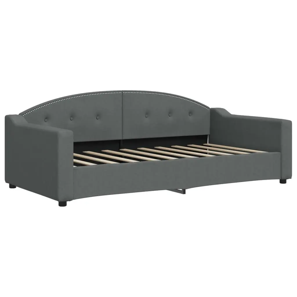 Daybed with Trundle and Storage Drawers Grey 90x190 cm Wood and Metal Frame Durable Fabric