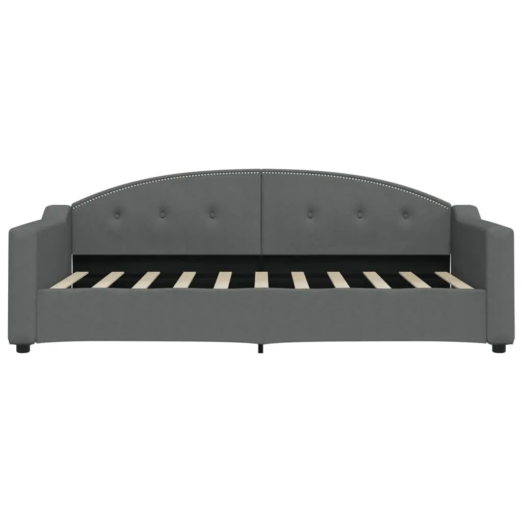 Daybed with Trundle and Storage Drawers Grey 90x190 cm Wood and Metal Frame Durable Fabric