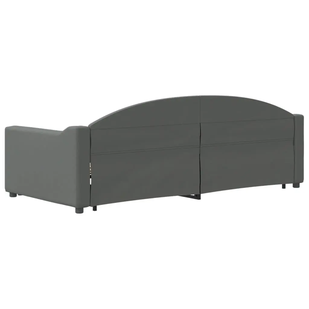Daybed with Trundle and Storage Drawers Grey 90x190 cm Wood and Metal Frame Durable Fabric